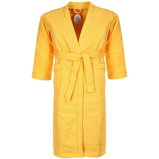 Халат унисекс, вафельный, 100% хлопок, желтый, L-XL, 48-50, Barkas, AI-0904002