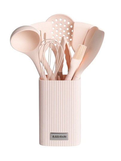 Набор кухонных принадлежностей 10 предметов, полиамид, на подставке, навеска, Attribute, Creman, AGC222