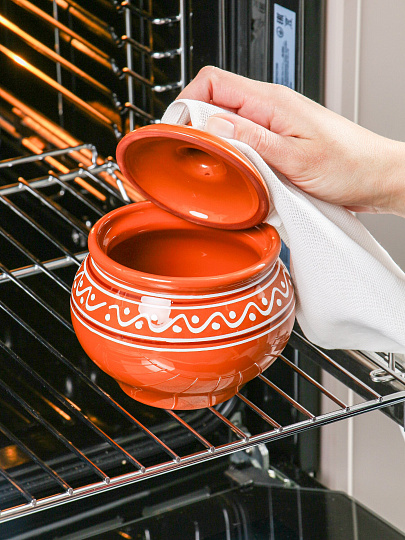 Горшок для запекания керамика, 0.5 л, Псковский Гончар, Русский, НХП-ПС-050, ПГ022-00087793