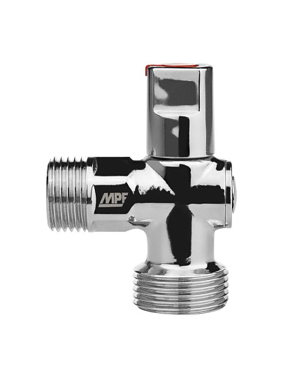 Кран для бытовой техники, 1/2&quot;х3/4&quot;, ш-ш, латунь, угловой, шаровой, ручка сверху, ГОСТ, Хром-Polish, MasterProf