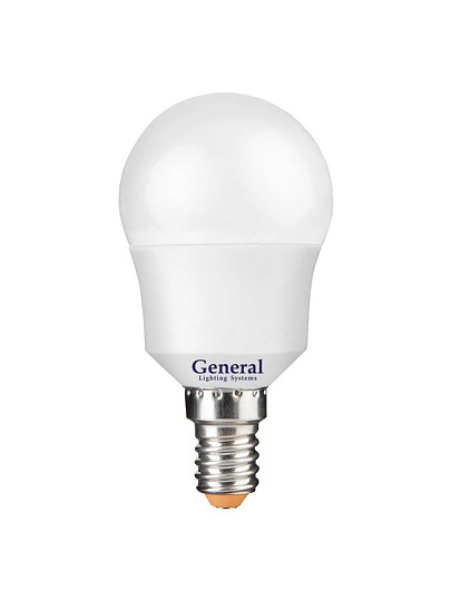 Лампа светодиодная E14, 7 Вт, 230 В, шар, 4500 К, нейтральный белый свет, General Lighting Systems, GLDEN, 640700