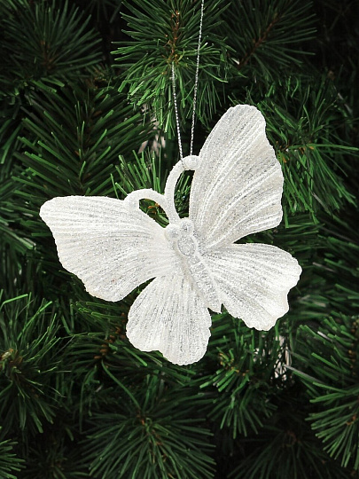 Елочное украшение Бабочка, белое, 10.5х10 см, SYYKLB-1822125