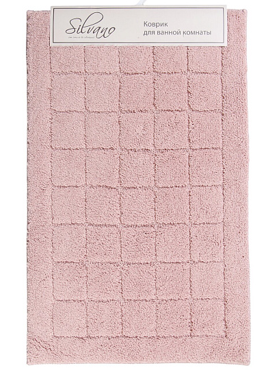 Коврик для ванной, 0.5х0.8 м, полиэстер, розовый, Silvano, Клетка, Y4-11460