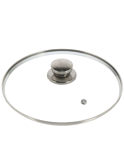 Крышка для посуды стекло, 22 см, Гардарика, металлический обод, кнопка нержавеющая сталь, 4622-02