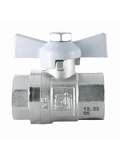 Кран для воды, 1/2'', г-г, ручка-бабочка, никель, STI