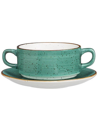 Бульонница фарфор, 250 мл, с ручкой, с блюдцем, Nature, Bronco, 263-1113