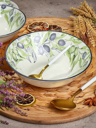 Тарелка суповая, фарфор, 18 см, круглая, Оливки, МФК, MFK07998/MFK20503
