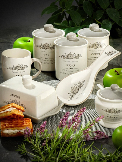 Банка для сыпучих продуктов, доломит, 0.55 л, с крышкой, Daniks, Сахар Классик, HC3D01B-N1