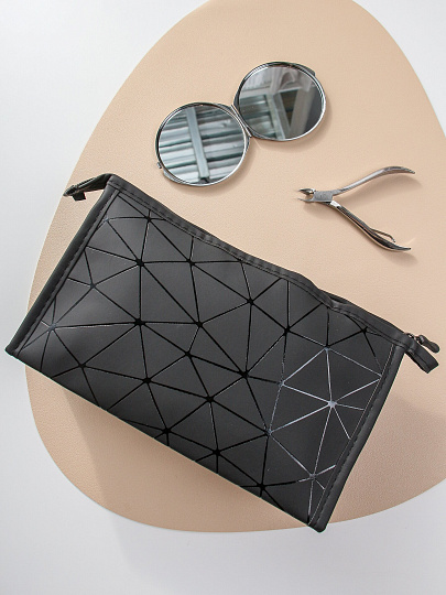Косметичка маленькая черные ромбы, 22Х6.5Х14см, A080060