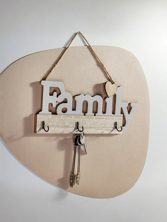 Ключница Семья, 30х12 см, МДФ, металл, 3 крючка, A200176