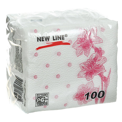 Салфетки бумажные New Line, Нарцисс, 100 шт, 24х24 см, в ассортименте