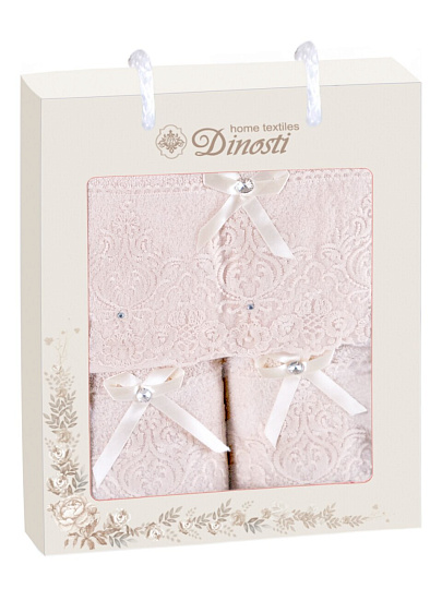 Набор полотенец 3 шт, 70х140 см, 50х90 см, 100% хлопок, Dinosti, Венецианское кружево, Россия