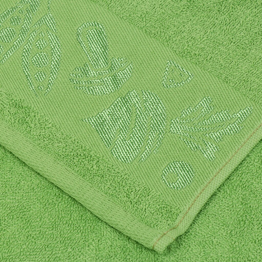 Полотенце кухонное махровое, 35х60 см, 100% хлопок, Вышневолоцкий текстиль, Бордюр овощи, оливковое, 530, Россия, Ж1-3560.970.375