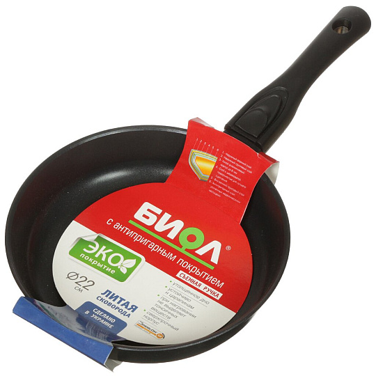 Сковорода алюминий, 22 см, антипригарное покрытие, Биол, Классика, съемная ручка, 22071П