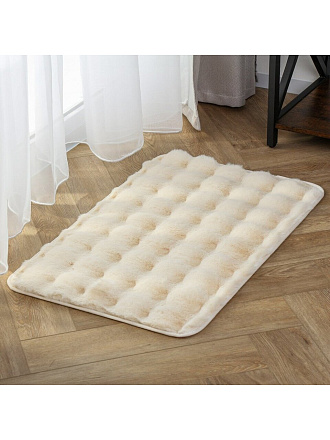 Коврик интерьерный 0.5х0.8 м, прямоугольный, белый, искусственный мех, A090278