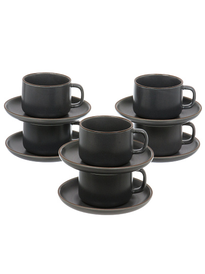 Набор чайный керамика, 12 предметов, на 6 персон, 220 мл, графит, Монохром, B060506