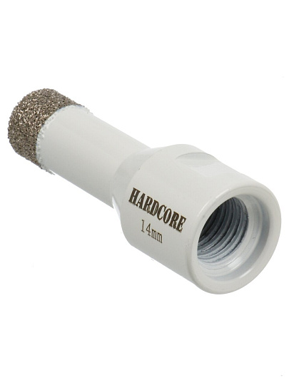 Коронка алмазная, по керамограниту, Hardcore, М14, диаметр 14 мм, для УШМ, 155014