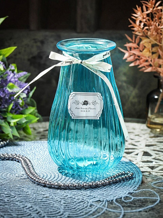 Ваза стекло, настольная, 21 см, Тонированная, Y6-2073, в ассортименте