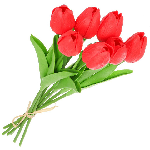 Цветок искусственный декоративный Тюльпан, 7шт., 33 см, бордовый, Y6-10419