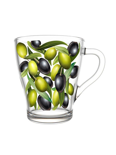 Кружка стекло, 250 мл, Оливки, Декостек, 1649-Д