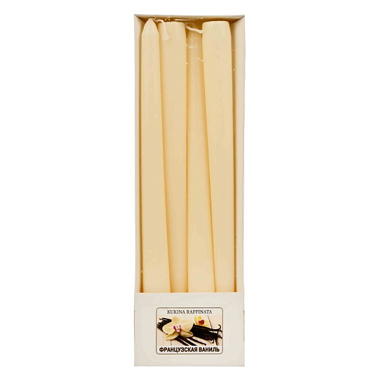 Свеча декоративная ароматическая, 25.5х2.2 см, 4 шт, Kukina Raffinata, Французская ваниль