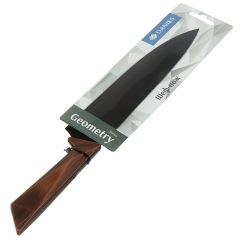 Нож кухонный Daniks, Геометрия, шеф-нож, нержавеющая сталь, 20 см, рукоятка пластик, JA20200944-1