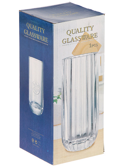 Ваза стекло, настольная, 11*11*28 см, Полосы, Y4-11056