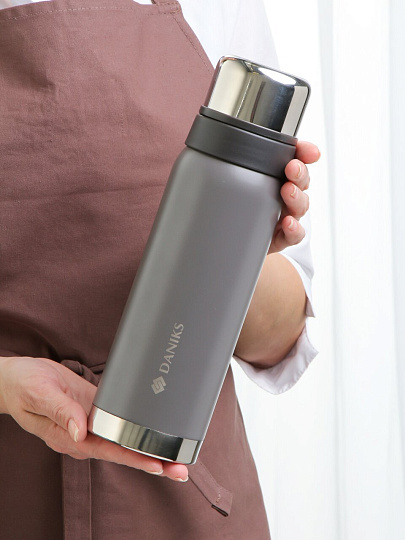 Термос нержавеющая сталь, 0.75 л, Daniks, Эгида, колба нержавеющая сталь, серый, DBR-750