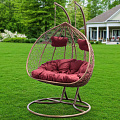 Качели садовые Кокон, 2-местные, 75х120х200 см, 200 кг, Green Days, Батерфляй, медные, ротанг, подушка бордовая, 1144D