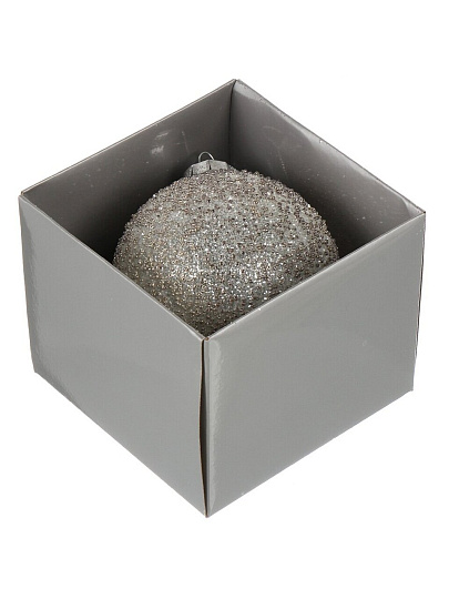 Елочный шар Белый снег, белый, 10 см, стекло, XF24-SC027