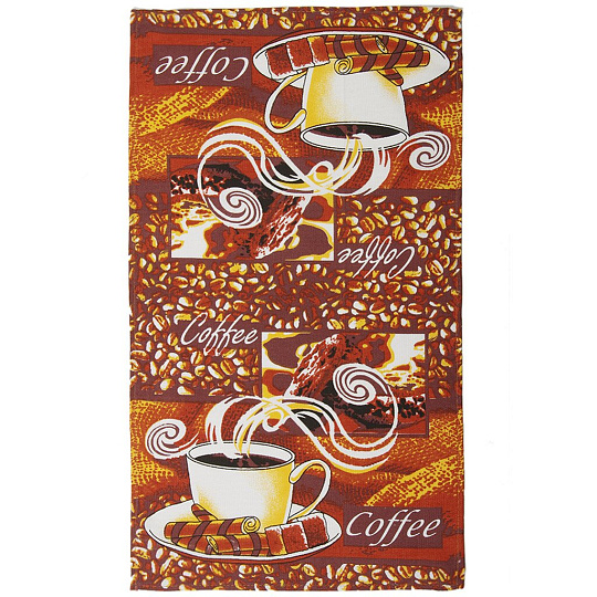 Полотенце кухонное 35х60 см, 100% хлопок, рогожка, Текстильная лавка, Кофемания, Россия, 7014/1