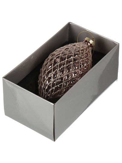 Елочное украшение Веретено Серебристая сетка, сиреневое, 8х15 см, стекло, XF24-SC006