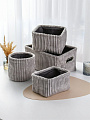 Набор корзин 4 шт, для хранения, прямоугольный, фланель, серый, 34х23х17, 21х21х15, 20х15х11, 17х15.5 см, A190013 - фото 2