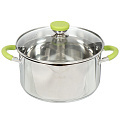 Кастрюля нержавеющая сталь, 5 л, крышка стекло, Attribute, Lime, ASS324, индукция