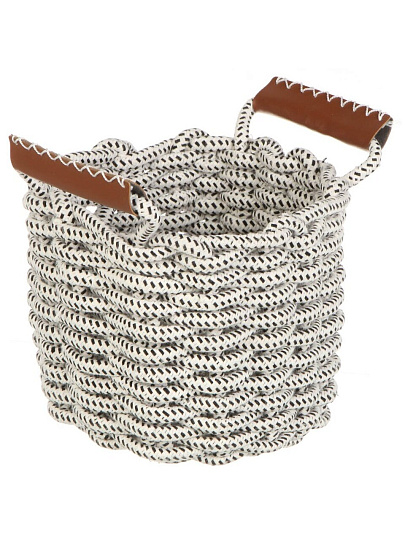 Корзина 22х15х17 см, круглая, плетеная, с кожаной ручкой, Y4-8944