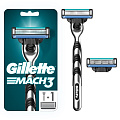 Станок для бритья Gillette, Mach3, для мужчин, 3 лезвия, 2 сменные кассеты