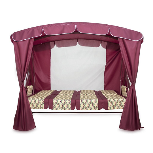 Качели садовые 4-местные, 232х125х195 см, 380 кг, Arno, Оазис Люкс+, раскладываются в кровать, с москитной сеткой, бордовые, полусоты, 2016-КД- 40/Л+, металл