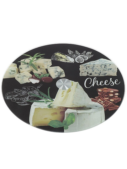 Блюдо стекло, для сервировки, круглое, 30 см, вращающееся, Сыр, Daniks