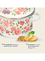 Кастрюля эмалированная сталь, 2 л, крышка сталь, цилиндрическая, Сибирские товары, Роза плетистая, 3MD161M, индукция - фото 4