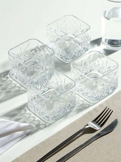 Салатник стекло, квадратный, 4 шт, 0.235 л, Timeless, Pasabahce, 530240