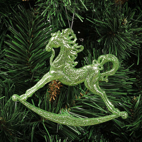 Елочное украшение Лошадка, зеленое, 14х12 см, SYYKLB-182275
