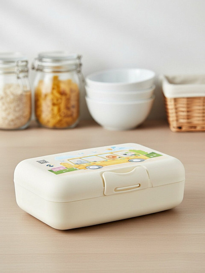 Контейнер пластик, 0.7 л, 16х10.5х5.5 см, прямоугольный, ланч-бокс, Plast team, Play with Me Busy Animals, LA115710573