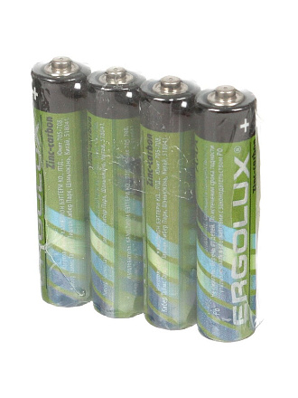 Батарейка Ergolux, ААА (R03, 24D), Zinc-carbon, солевая, 1.5 В, спайка, 4 шт, 12440