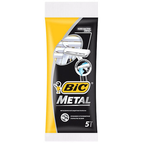 Станок для бритья Bic, Metal, для мужчин, 5 шт, одноразовые, 899418