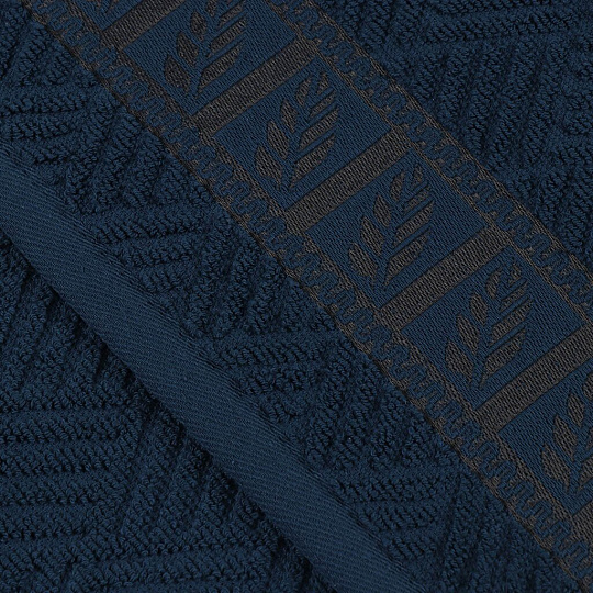 Полотенце кухонное махровое, 30х50 см, 450 г/м2, 100% хлопок, Barkas, Листопад, темно-лазурное, Узбекистан