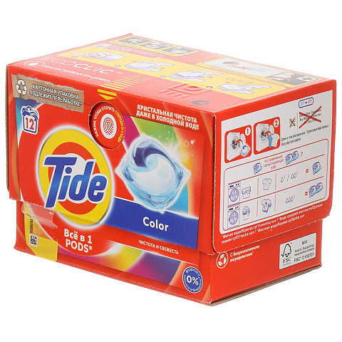 Капсулы для стирки Tide, Color, 12 шт, капсула 16.8 г