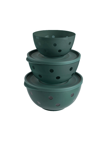 Набор салатников пластик, 3 шт, 0.7, 1.4, 2 л, Семейного уюта, Berossi, ИК 53893000, сосна