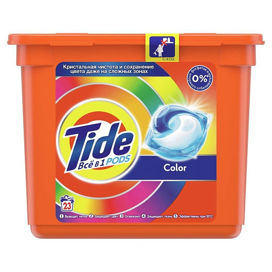 Капсулы для стирки Tide, Все в 1 Pods Color, 23 шт, капсула 22.8 г
