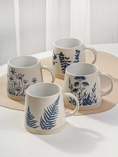 Набор кружек керамика, 4 шт, 390 мл, Ботаника, Daniks, Y4-11303