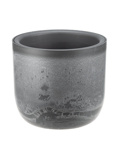 Кашпо пластик, 1.9 л, 18х18х16.5 см, универсальное, со вставкой, серый слайн, Idea, Микрит, М 3265